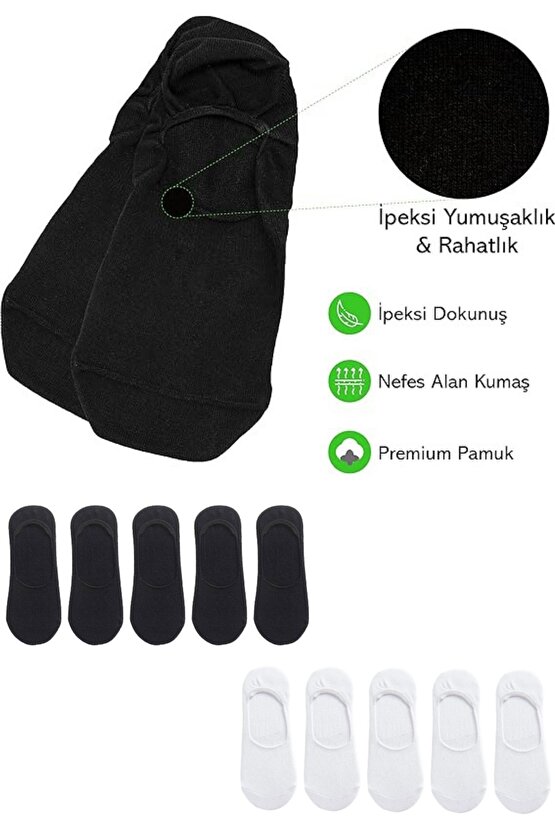 Kadın - Erkek Düz Desen (10LU PAKET - 10 ÇİFT) Pamuklu Terletmez Babet Çorap