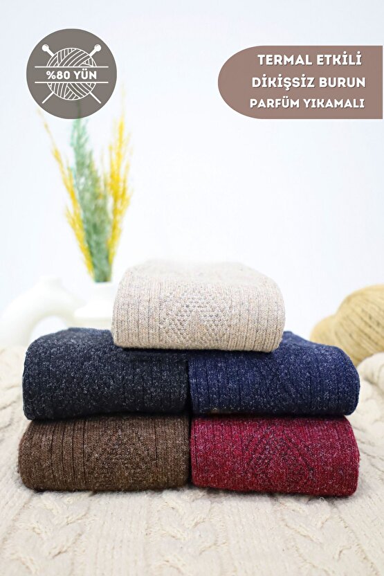 Kışlık Yün Çorap Lambswool (KUZU YÜNLÜ) Kadınlar Için Dikişsiz Termal
