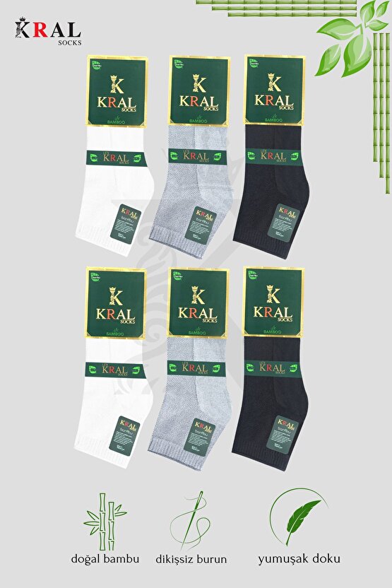 Erkek Çorap 6 Çift Her Mevsim (DİKİŞSİZ BAMBU) Kısa Patik Çorap