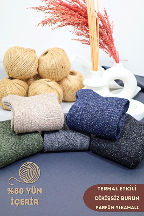 5li Kışlık Yün Lambswool Termal Etkili Dikişsiz Kadın Çorap