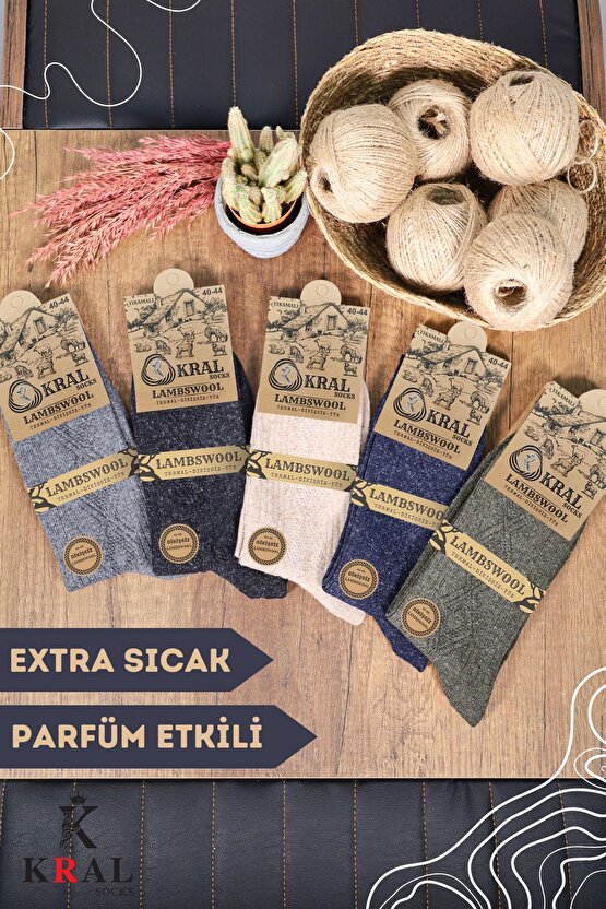 Kışlık Yün Termal Erkek Çorap 5li Set Dikişsiz Lambswool