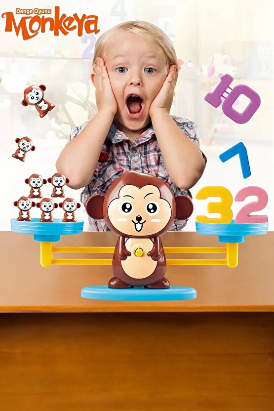 Eğitici Maymun Denge Oyunu - İşlem Kartlı Matematik Öğretici Oyun Seti - Eğitici Matematik Oyunu - A