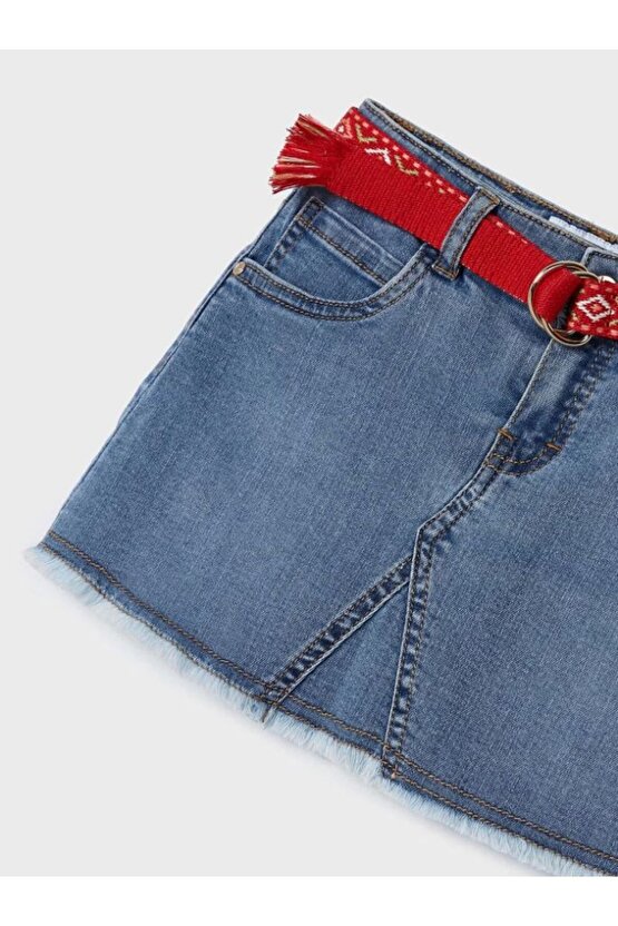 Kız Çocuk Kemerli Denim Etek 3906