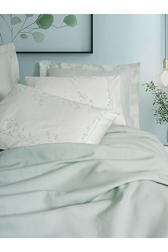 Serenity Bambu Çift Kişilik Pike Takımı Brisa Mint