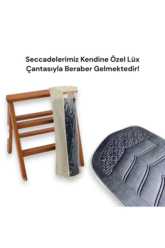 Lüx Hünkar İşlemeli Ortopedik Diz Ağrıtmayan Süngerli Yumuşacık Hediyelik Çeyizlik Seccade Çantalı