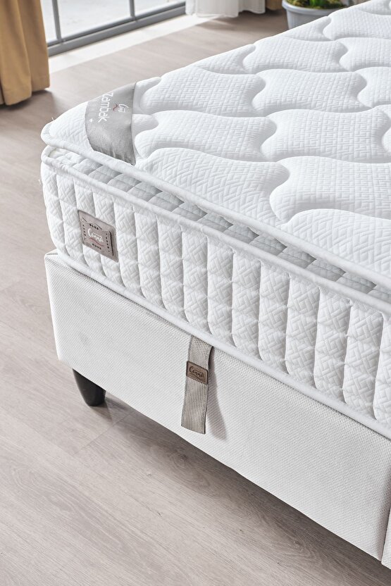 Zambak Modeli Çift Kişilik Pedli Paket Yaylı Full Ortopedik Antibakteriyel Yatak