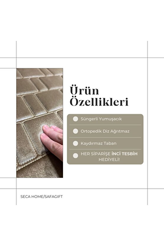 Lüks Kâbe İşlemeli Ortopedik Diz Ağrıtmayan Süngerli Yumuşacık Hediyelik Çeyizlik Seccade Çantalı!