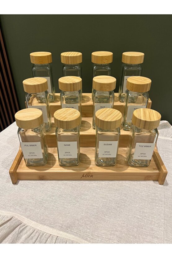 12li Bambu Kapak Modern Baharatlık TakımıMerdiven Stant