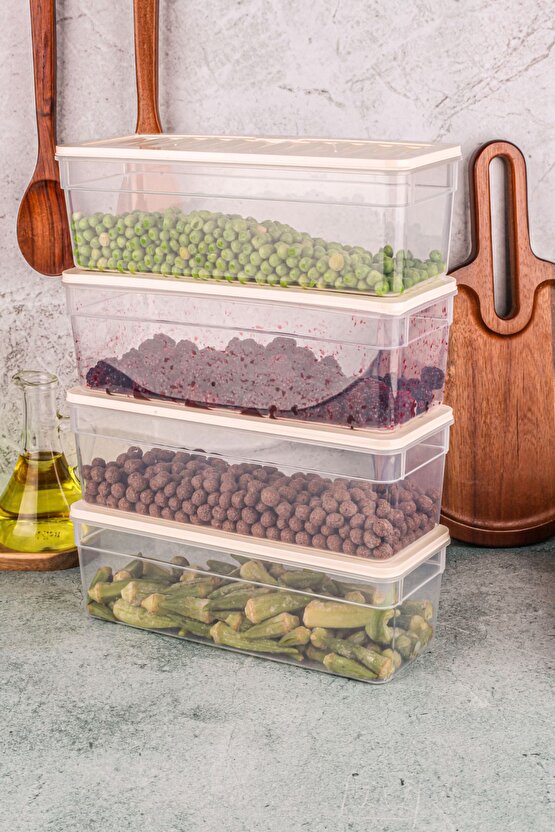 4lü Buzdolabı Düzenleyici Organizer Mikrodalga Ve Difrize Uygun Saklama Kabı Antrasit Set
