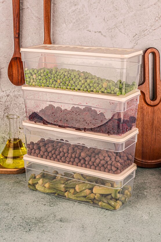 4lü Buzdolabı Düzenleyici Organizer Mikrodalga Ve Difrize Uygun Saklama Kabı Antrasit Set