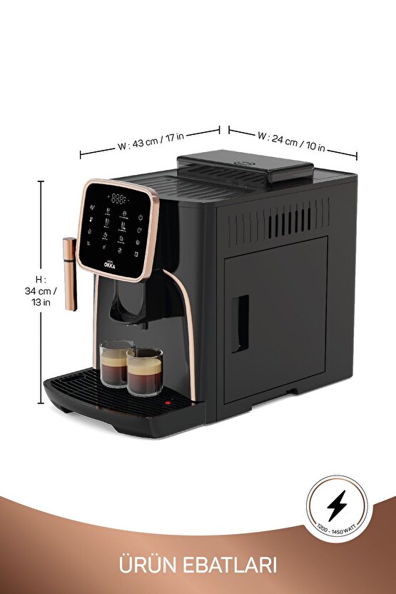 OK0030-04 Arzum Okka Espresso Pro Tam Otomatik Espresso Makinesi - Bakır