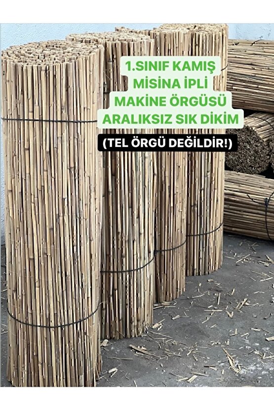 Doğal Kamış Hasır Çit 1m X 5m Doğal Bambu -bahçe Çiti - Gölgelik Hasır -tavan Dekorasyon