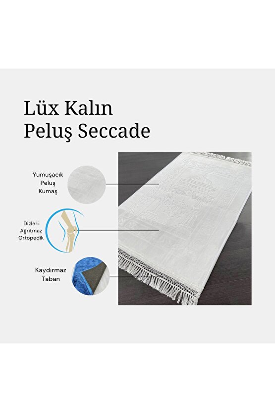 Lüks Kalın Yumuşak Peluş Seccade Kaydırmaz Taban Çeyizlik Hediye