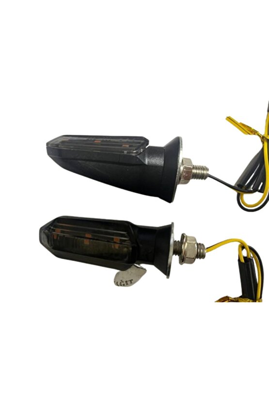 Motosiklet Sinyal Lamba Üniversal 12V Füme Cam Sarı Led 2Li