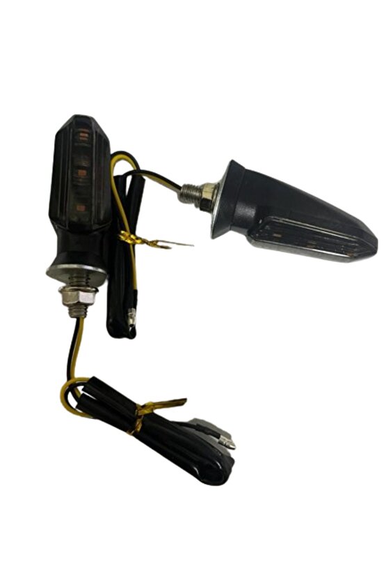 Motosiklet Sinyal Lamba Üniversal 12V Füme Cam Sarı Led 2Li