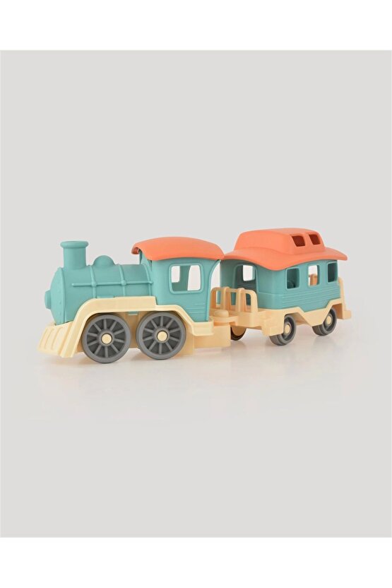 Lüx Bej Sevimli Tren Tren Seti - Plastik Tren - Kırılmaz Oyuncak - Kırılmaz Tren - Tren Oyuncakları