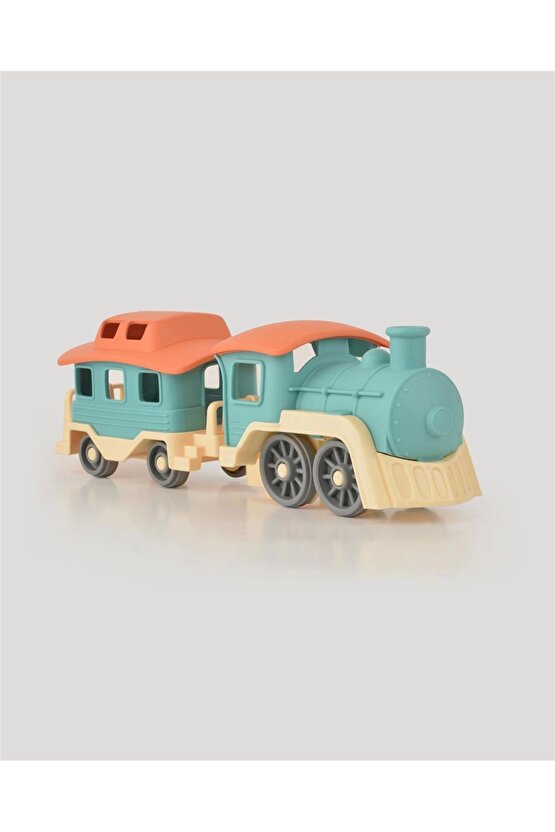 Lüx Bej Sevimli Tren Tren Seti - Plastik Tren - Kırılmaz Oyuncak - Kırılmaz Tren - Tren Oyuncakları