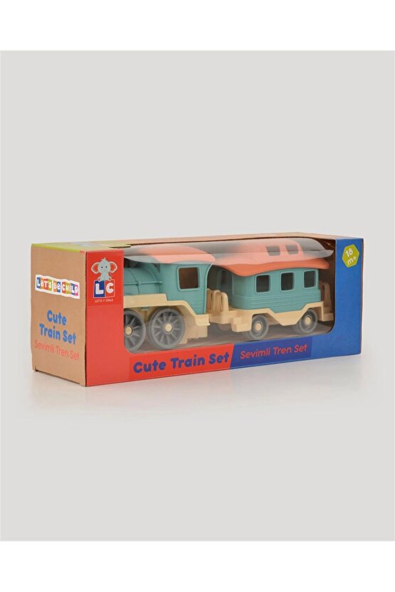 Lüx Bej Sevimli Tren Tren Seti - Plastik Tren - Kırılmaz Oyuncak - Kırılmaz Tren - Tren Oyuncakları