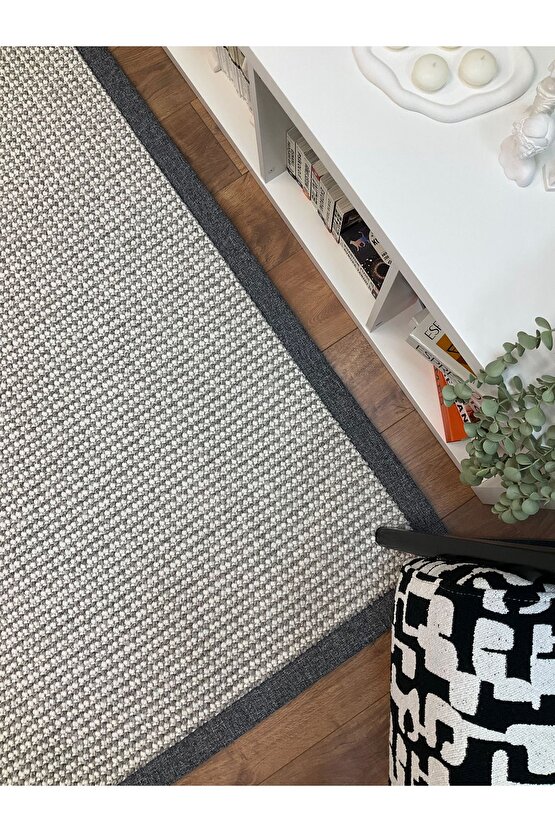 Kumaş Bordür Gri Bukle Gri Bordür  Halı Salon Koridor Mutfak Çocuk Odası Halısı  Kilim S268