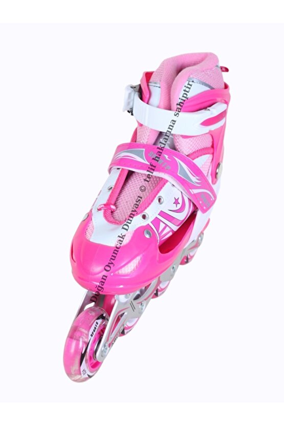 Işıklı Metal Gövdeli Ayarlanabilir Pembe Alıştırma Pateni