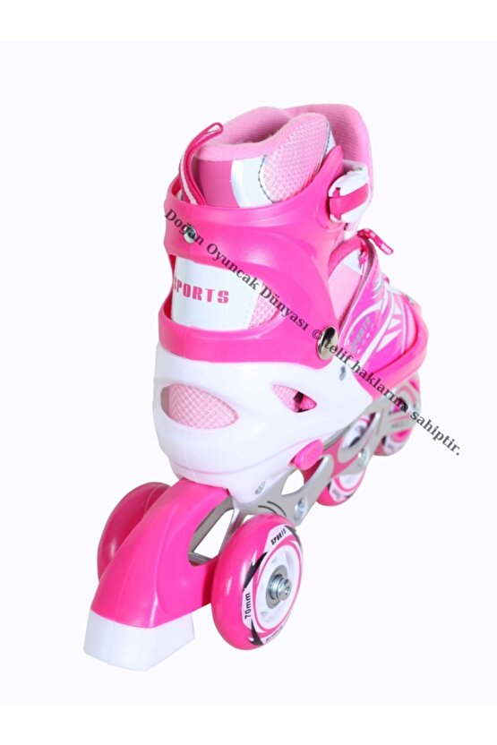 Işıklı Metal Gövdeli Ayarlanabilir Pembe Alıştırma Pateni