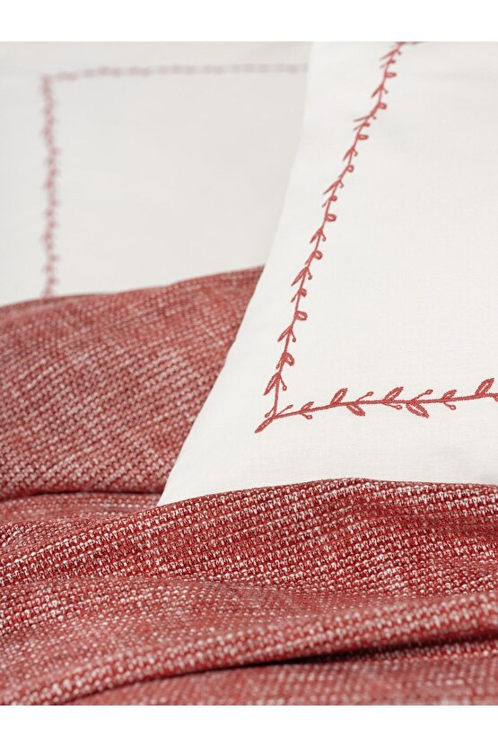 Embrova Şönil Çift Kişilik Yatak ÖrtüsüPike Takımı Loom Bordo