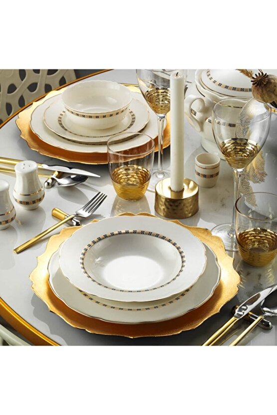 Bone Olympos 62 Parça 8221 Desenli Yemek Takımı