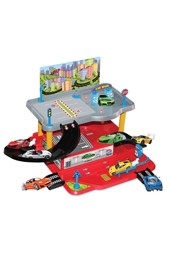 2 Katlı Garaj Oyun Seti - Otopark Seti - Araba Seti - Hotwheels Seti - Istasyon