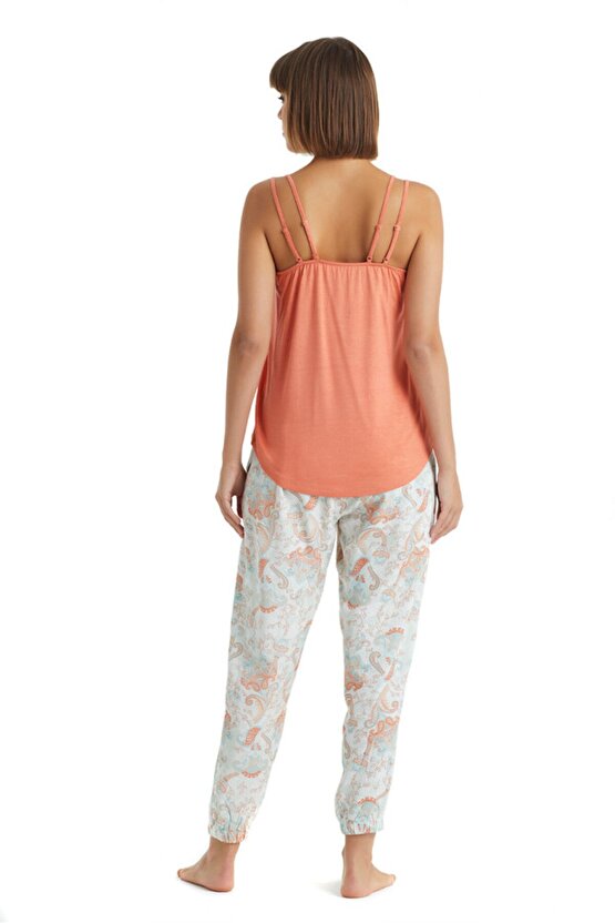 Kadın Pijama Takımı 60221 - Turuncu