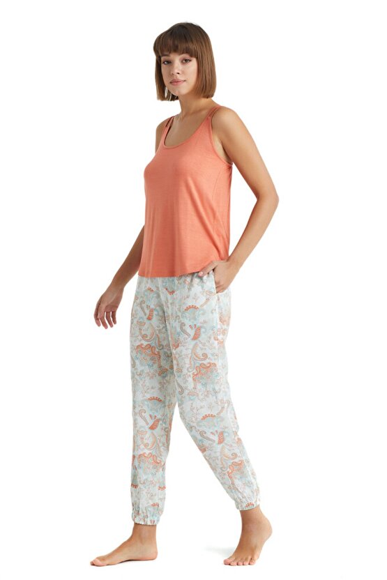 Kadın Pijama Takımı 60221 - Turuncu