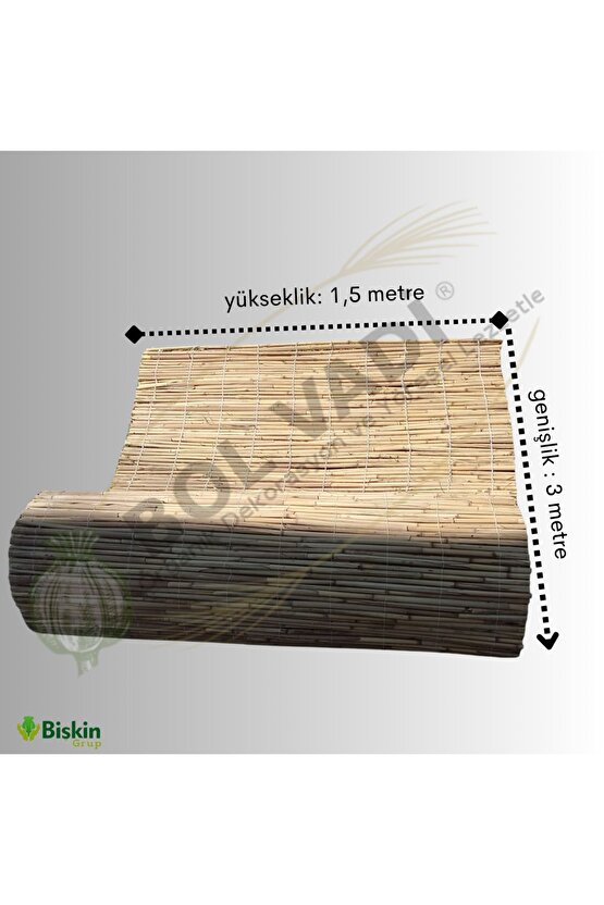 1,5m x 3m Afyonkarahisardan Misina Ipli Doğal Bambu Kamış Çit,bahçe Çiti,hasır Çit, Gölgelik