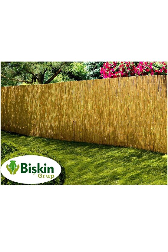 2Metre x 6Metre Eber Gölünden Bambu Kamış Hasır Çit, Gölgelik Bahçe ve Balkon Çiti Misina Örgü