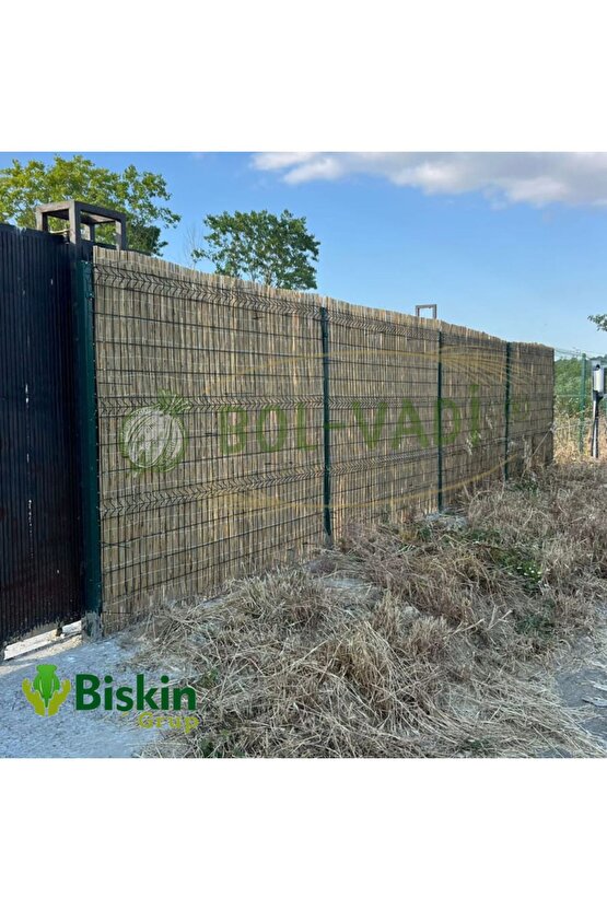 2Metre x 6Metre Eber Gölünden Bambu Kamış Hasır Çit, Gölgelik Bahçe ve Balkon Çiti Misina Örgü