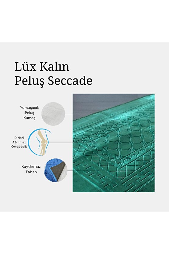 Lüks Kalın Yumuşak Peluş Seccade Kaydırmaz Taban Çeyizlik Hediye