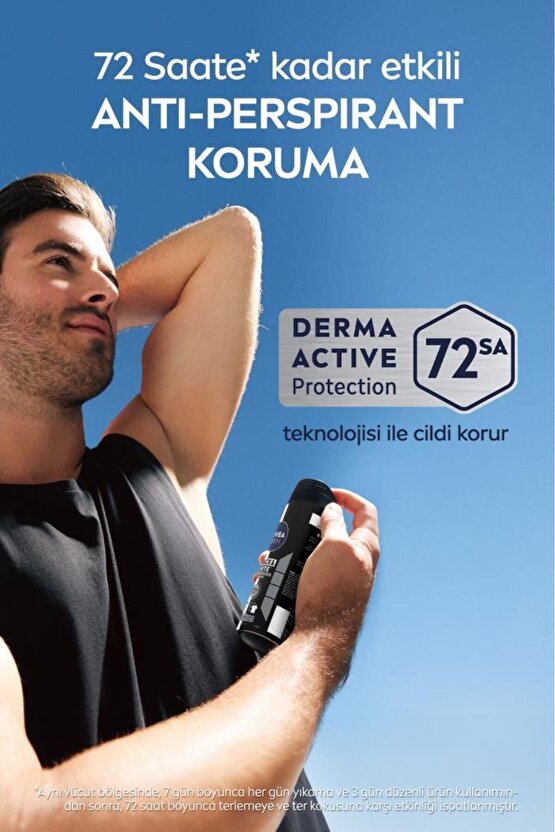 MEN Erkek Sprey Deodorant Black&White Invisible Original 150ml,72 Saat Anti-Perspirant,X3 Adet