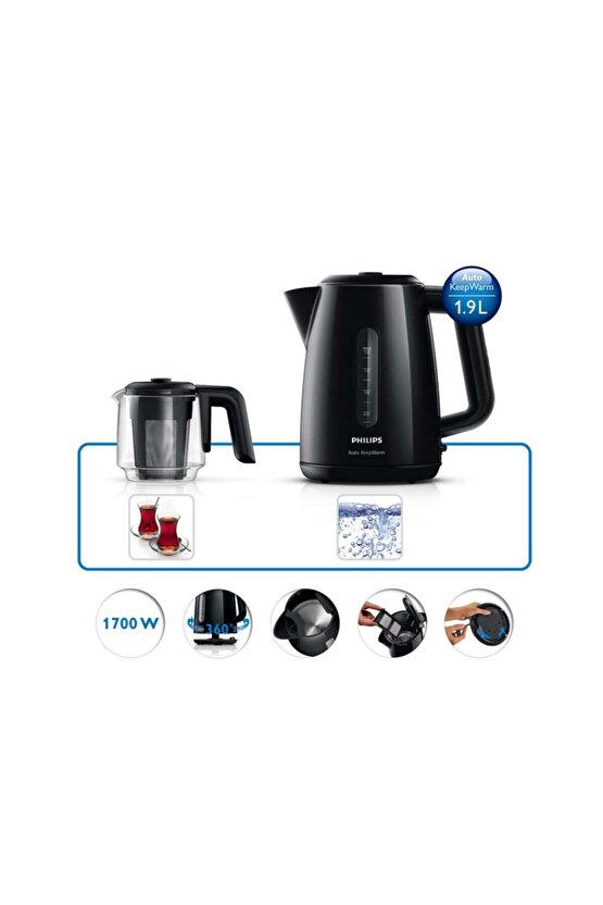 Daily Collection Çay Makinesi, 1700 W, 1,9 Lt Su Isıtıcısı, Otomatik Sıcak Tutma, HD730100
