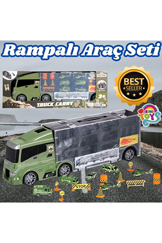 Rampalı Askeri Tır Seti - Askeri Taşıyıcı Tır - Kaydıraklı Kamyon - Araç Yol Seti - Tır Yol Seti - O
