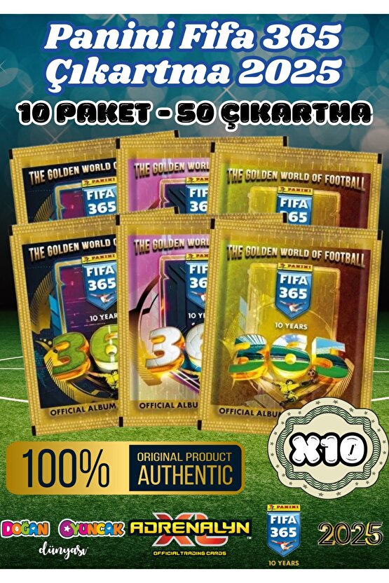 Panini FIFA 365 2025 Sticker 10 Paket - Futbolcu Çıkartmaları - Trading Futbolcu Oyuncu Kartı Panini