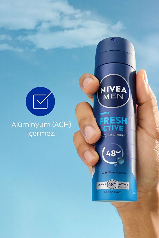 MEN Erkek Sprey Deodorant Fresh Active 150ml, Ter Kokusuna Karşı 48 Saat Koruma, X2 Adet