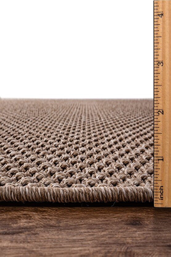 TM-01 Sisal Jut Hasır Model Tek Renk Dokuma Yıkanabilir Toz Vermez  Halı Kahve