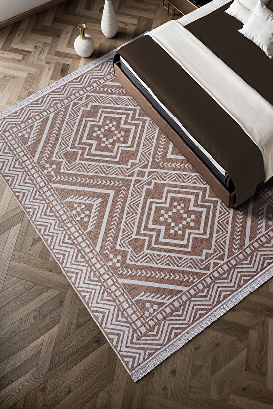 Macro Touch Serisi Bohem Çift Taraflı Dokuma Pamuklu Kilim 1701 Bej