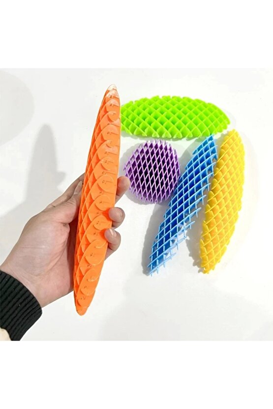 Orijinal Morf Flexi Fidget Stres Oyuncağı Worm Fidget Stres Giderici Solucan Stres Yay - Sarı