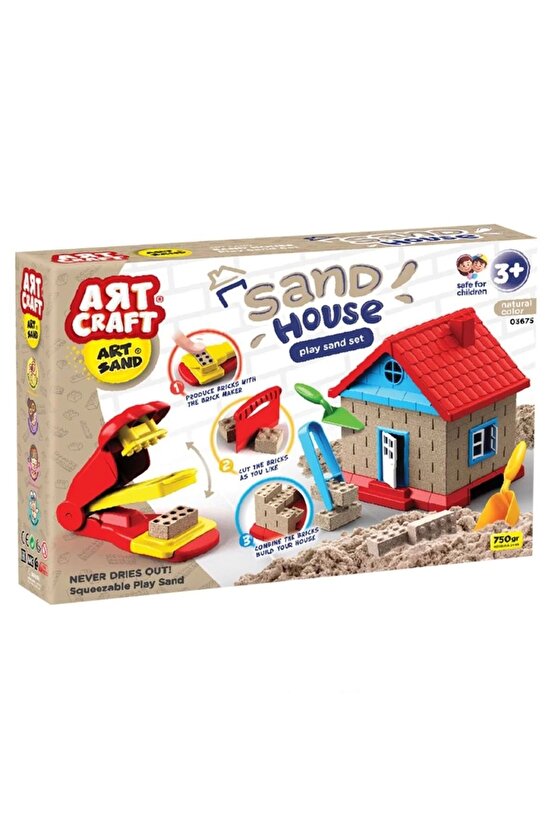 Çocuk Art Craft Inşaat Kinetik Kum Ev Seti 750 Gr.