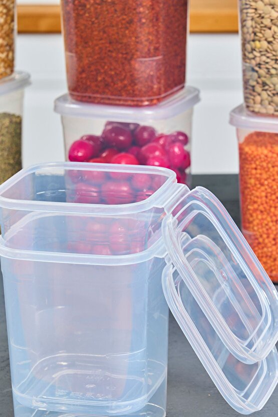 9 Adet 18 Parça Etiketli Kendinden Kapaklı Erzak Dondurucu Baharat Saklama Kabı Seti 1,15 Litre