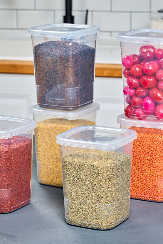 9 Adet 18 Parça Etiketli Kendinden Kapaklı Erzak Dondurucu Baharat Saklama Kabı Seti 1,15 Litre