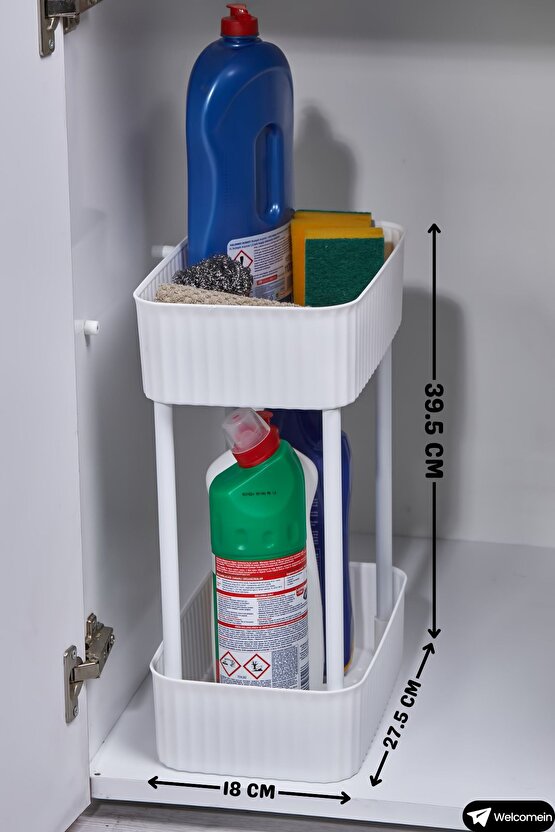 EASY 2 KATLI ÇOK AMAÇLI RAF BANYO VE MUTFAK ORGANİZER DÜZENLEYİCİ (Tekerleksiz) Çift Katlı