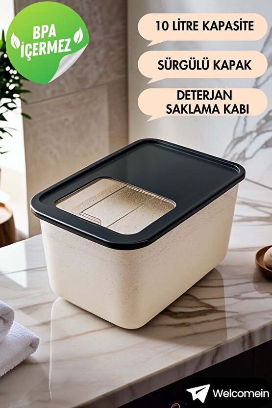 Sürgülü Kayar Kapak 10 Litre Deterjan ve Bulaşık tableti Saklama Kabı Banyo Düzenleyici