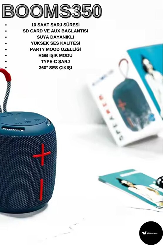 BOOMS350 Bluetooth Hoparlör Ses Bombası Açık Hava Parti Mod Ipx6 Kumaş Kablosuz Taşınabilir USB