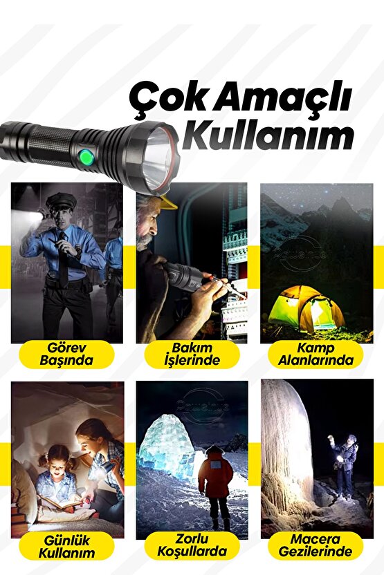 50 Watt 5000 Lümen Süper Led Uzun Menzilli 546 Metreye Kadar Güçlü 1x26650 Lion Batarya