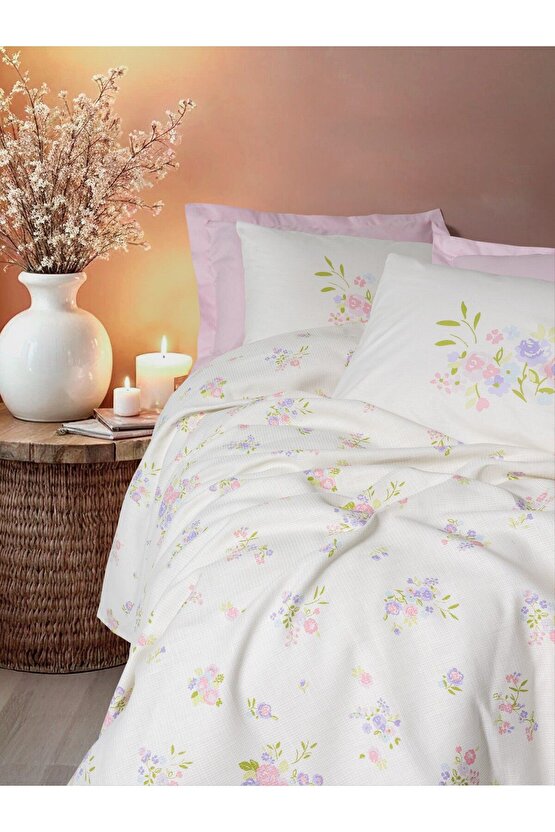 Estiva Çift Kişilik Pike Takımı Petal Pembe